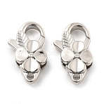 Brass Lobster Claw Clasps, Clover, Platinum, 25x15x5.5mm, Hole: 2mm(X-KK-R216-18A-P)