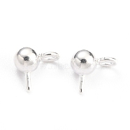 304 Stainless Steel Ball Post Stud Earring Findings, with Loop and 316 Surgical Stainless Steel Pin, Silver, 5x5x3mm, Hole: 1.5mm, Pin: 0.6mm(STAS-Z035-02S-B)
