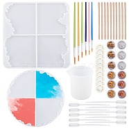 DIY Cup Mat Making, with Plastic Art Brushes Pen & Pipettes, Silicone Measuring Cup & Molds, Latex Finger Cots, Tinfoil, Wooden Sticks, Mixed Color, Mold: 210x8.5mm, 233x234x10mm, 2pcs/set(DIY-OC0002-22)