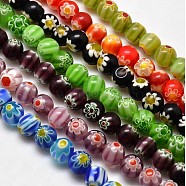 Round Millefiori Glass Beads Strands, Mixed Color, 7.6~8mm, Hole: 1mm, about 48pcs/strand, 14.9 inch(LK-P002-M)