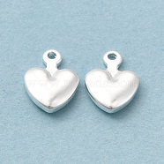 Brass Charms, Cadmium Free & Lead Free, Heart Charm, 925 Sterling Silver Plated, 9x6.5x2mm, Hole: 1mm(KK-H442-26S)