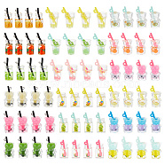 64Pcs 18 Styles Resin Bottle Drink Pendants, Imitation Bubble Tea/Boba Milk Tea Charms with Polymer Clay Inside, Mixed Color, 24~32x12.5~14x10~13mm, Hole: 1.8mm, 4pcs/style(RESI-AR0001-36)