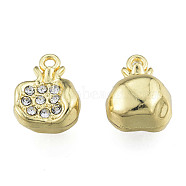 Rack Plating Alloy Charms, with Crystal Rhinestone, Cadmium Free & Nickel Free & Lead Free, Pomegranate, Light Gold, 13x10x7mm, Hole: 1.2mm(PALLOY-N155-152)