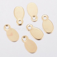 201 Stainless Steel Charms, Stamping Blank Tag, Oval, Real 24k Gold Plated, 10.5x5.5x0.5mm, Hole: 1.5mm(STAS-H436-52)