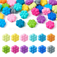 48Pcs 12 Colors Flower Food Grade Eco-Friendly Silicone Beads, Chewing Beads For Teethers, DIY Nursing Necklaces Making, Mixed Color, 14x13.5x6.5mm, Hole: 3mm, 4pcs/color(SIL-TA0001-50)