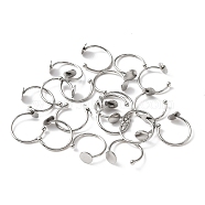 10Pcs 304 Stainless Steel Open Cuff Rings Findings, Flat Round Pad Ring Base Settings, Stainless Steel Color, US Size 7 1/4(17.5mm), Tray: 8mm(DIY-WH0410-55P)