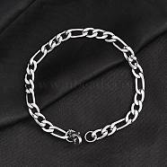 Tarnish Resistant Trendy Women's 304 Stainless Steel Figaro Chain Bracelets, with Lobster Claw Clasps, Stainless Steel Color, 8-1/4 inch(210mm), 6mm(STAS-A028-B017P)