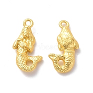 Rack Plating Alloy Pendants, Cadmium Free & Lead Free & Nickle Free, Mermaid Charm, Matte Gold Color, 23x12.5x4.5mm, Hole: 1.8mm(FIND-I036-57MG)