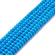 Natural Magnesite Beads Strands, Dyed, Flat Round, Dodger Blue, 6.5x3.5mm, Hole: 0.7mm, 15.55~15.75 inch(39.5~40cm)(TURQ-Z002-02B)