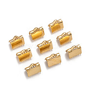 Ion Plating(IP) 304 Stainless Steel Ribbon Crimp Ends, Golden, 9.5x10.5mm, Hole: 1.5x3mm(STAS-F075-02)