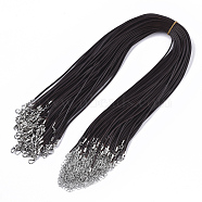 Waxed Cotton Cord Necklace Making, with Alloy Lobster Claw Clasps and Iron End Chains, Platinum, Coconut Brown, 17.4 inch(44cm), 1.5mm(MAK-S032-1.5mm-B02)