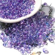 Transparent Baking Paint Glass Seed Beads, Two Tone, Fringe Teardrop Beads, Medium Purple, 5.5x4.5x3.5mm, Hole: 1.2mm, about 2812pcs/pound(SEED-P006-02B-10)