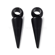 201 Stainless Steel Pendants, Cone Charm, Black, 21x5.5~6mm, Hole: 3.2mm(STAS-M323-28EB-1)