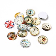 Clock Printed Glass Cabochons, Half Round/Dome, Mixed Color, 20x6mm(GGLA-A002-20mm-YY)