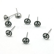 304 Stainless Steel Stud Earring Findings, 14x6mm, Pin: 0.7mm(STAS-E024-4)
