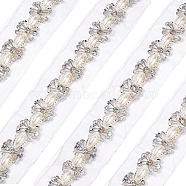 Lace Organza Trimming, with Plastic Imitation Pearls and Glass Rhinestone, for DIY Dress, Costume, Table Cloth, Crafts Curtain, Home Vintage Decor, White, 1-3/4 inch(45mm), 1.8~1.9 yards/box(OCOR-FG0001-31)