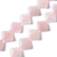 Natural Rose Quartz Beads Strands, Rhombus, 18~19x18~19x6mm, Side Length: 15~15.5mm, Hole: 1.4mm, about 21pcs/strand, 15.75''(40cm)(G-L254-12)