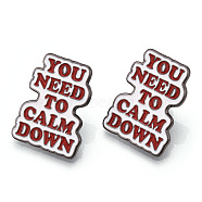 Word You Need To Calm Down Enamel Pin, Gunmetal Plated Alloy Badge for Backpack Clothes, Orange Red, 27.5x21x1.5mm(JEWB-G018-01E-B)