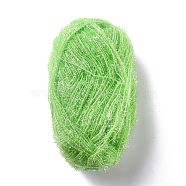 Polyester Crochet Yarn, Sparkling Scrubby Yarn, for Dish Scrubbies, Dishcloth, Decorating Crafts Knitting, Light Green, 10~13x0.5mm, 218.72 yard(200m)/roll(OCOR-G009-01C)