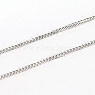 304 Stainless Steel Curb Chains, Soldered, Stainless Steel Color, 1.5x1x0.3mm(CHS-L001-59-0.3mm)