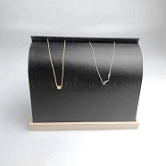 Wood Covered with PU Leather Necklace Display Stands, Curve Pendant Necklace Organizer Holder, Black, 20.9x9x15.5cm(NDIS-A002-01B)