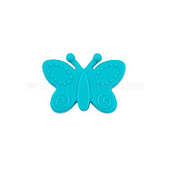 Food Grade Eco-Friendly Silicone Focal Beads, Chewing Beads For Teethers, DIY Nursing Necklaces Making, Butterfly, Dark Turquoise, 22x30x10mm, Hole: 3mm(FIND-PW0005-06F)