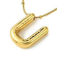 Ion Plating(IP) Initial Letter 304 Stainless Steel Pendant Necklaces, Real 18K Gold Plated, Letter U, 15.91 inch(40.4cm), pendant: 19x15mm(NJEW-R265-05G-U)
