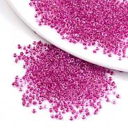 6/0 Glass Seed Beads, Transparent Inside Colours, Round Hole, Round, Medium Violet Red, 6/0, 4~5x2.5~4.5mm, Hole: 1.2mm, about 1000pcs/100g(X1-SEED-A014-4mm-139)
