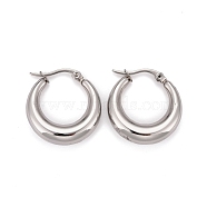 Ring 304 Stainless Steel Hoop Earrings, Hypoallergenic Earrings, Stainless Steel Color, 24x23x7mm, Pin: 1x0.5mm(EJEW-O032-13P)