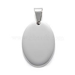 304 Stainless Steel Pendants, Stamping Blank Tag, Manual Polishing, Oval, Stainless Steel Color, 27.8x18.8x3mm, Hole: 4.5x8mm(STAS-F272-01P)