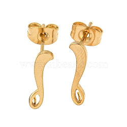 Ion Plating(IP) 304 Stainless Steel Stud Earring Findings, with Vertical Loop, Hollow Twist, Golden, 16x3.5mm, Hole: 2.2mm, Pin: 0.7mm(STAS-H180-16G)