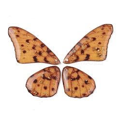 Translucent Resin Pendants Set, with Gold Foil, Butterfly Wing Charm, Peru, 23~39x19.5~24x2.5mm, Hole: 1mm, 4pcs/set(RESI-G063-01A)