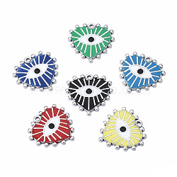 304 Stainless Steel Pendants, with Enamel, Heart with Eye, Stainless Steel Color, Mixed Color, 19.5x20x1.5mm, Hole: 1.2mm(STAS-S080-049P-NR)