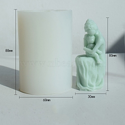 3D Aromatherapy Wax Candle Silicone Statue Mold, DIY Human Figure Aromatherapy Plaster Dropping Glue Ornament, Mother Holding Child, White, 8.8x6cm(PW-WG76606-02)