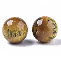 Resin Beads, Imitation Gemstone, Round, Gold, 20mm, Hole: 2mm(X-RESI-S387-015B-05)