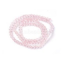 Imitation Crystal Glass Beads Strand, Faceted, Cone, Pink, 4x4mm, Hole: 0.8mm, about 100~110pcs/strand, 16.5~17.5 inch(42~44.5cm)(X-YS-TAC0002-02-4mm)