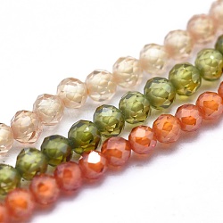 Cubic Zirconia Bead Strands, Round, Faceted, Mixed Color, 2mm, Hole: 0.2mm, about 14.96 inch(38cm), 184pcs/strand(G-I224-A05)