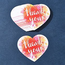 Coated Paper Thank You Greeting Card, Heart with Word Thank You Pattern, for Thanksgiving Day, Orange Red, 60x70x0.3mm, Hole: 4mm, 30pcs/bag(DIY-FS0007-76D)