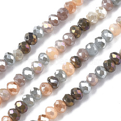 Electroplate Glass Beads Strands, AB Color Plated, Faceted, Rondelle, Dark Gray, 3x2.5mm, Hole: 0.7mm, about 161~190pcs/strand, 14.96 inch~17.52 inch(38cm~44.5cm)(EGLA-T020-13B-01)