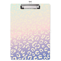 Acrylic Clipboards, Writing Board, Writing Instrument with Stainless Steel Clip, Rectangle, Leopard Print, 310x220x2mm(OFST-WH0007-001)