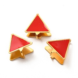 304 Stainless Steel Snap on Bails, with Enamel, Triangle, Golden, Red, 11x10x3mm, Pin: 0.9mm(STAS-I193-05G-02)