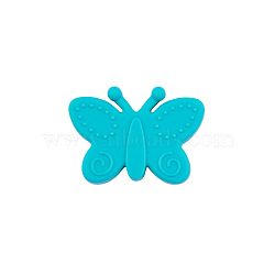 Food Grade Eco-Friendly Silicone Focal Beads, Butterfly, Dark Turquoise, 22x30x10mm, Hole: 3mm(FIND-PW0005-06F)