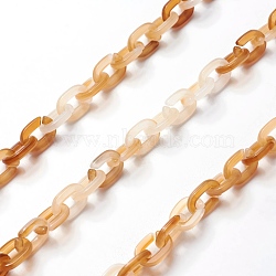 Acrylic Cable Chains, Oval, Sandy Brown, 6x1.5mm, 1m/strand, 39.37 inch(SACR-P065-S06)