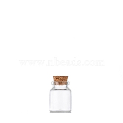 Glass Empty Wishing Bottle, with Cork Stopper, Column, Clear, 3x4cm, Capacity: 15ml(0.51fl. oz)(PW-WG17389-02)