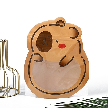 Cartoon Animal PET Cookies Resealable Packaging Bags, Top Seal, Self Seal Bags for Candy Gift, Cartoon Hydrochoerus Shape, 26x18cm