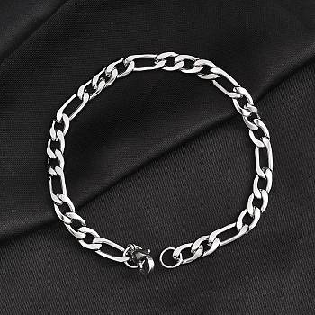 Tarnish Resistant Trendy Women's 304 Stainless Steel Figaro Chain Bracelets, with Lobster Claw Clasps, Stainless Steel Color, 8-1/4 inch(210mm), 6mm