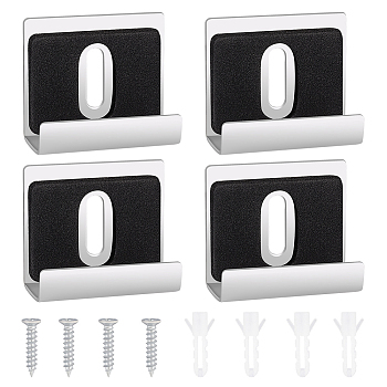 2 Sets 304 Stainless Steel Wall Mounted Mirror Holders, with Screws & Anchor Plugs, Stainless Steel Color, 30.5x12x26mm