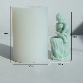 3D Aromatherapy Wax Candle Silicone Mold, DIY Human Figure Aromatherapy Plaster Dropping Glue Ornament, Mother Holding Child, White, 8.8x6cm