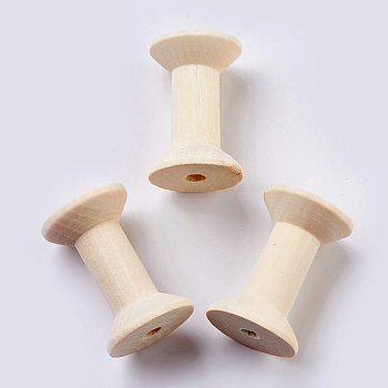 Wooden Empty Spools for Wire, Thread Bobbins, Blanched Almond, 48~48.5x31~31.5mm, Hole: 3.5mm