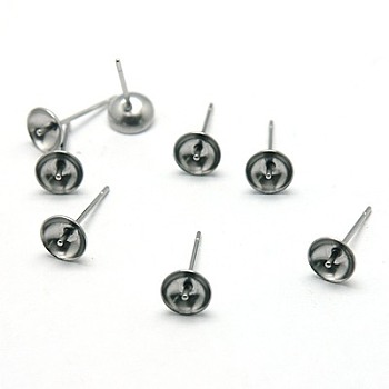 304 Stainless Steel Stud Earring Findings, 14x6mm, Pin: 0.7mm